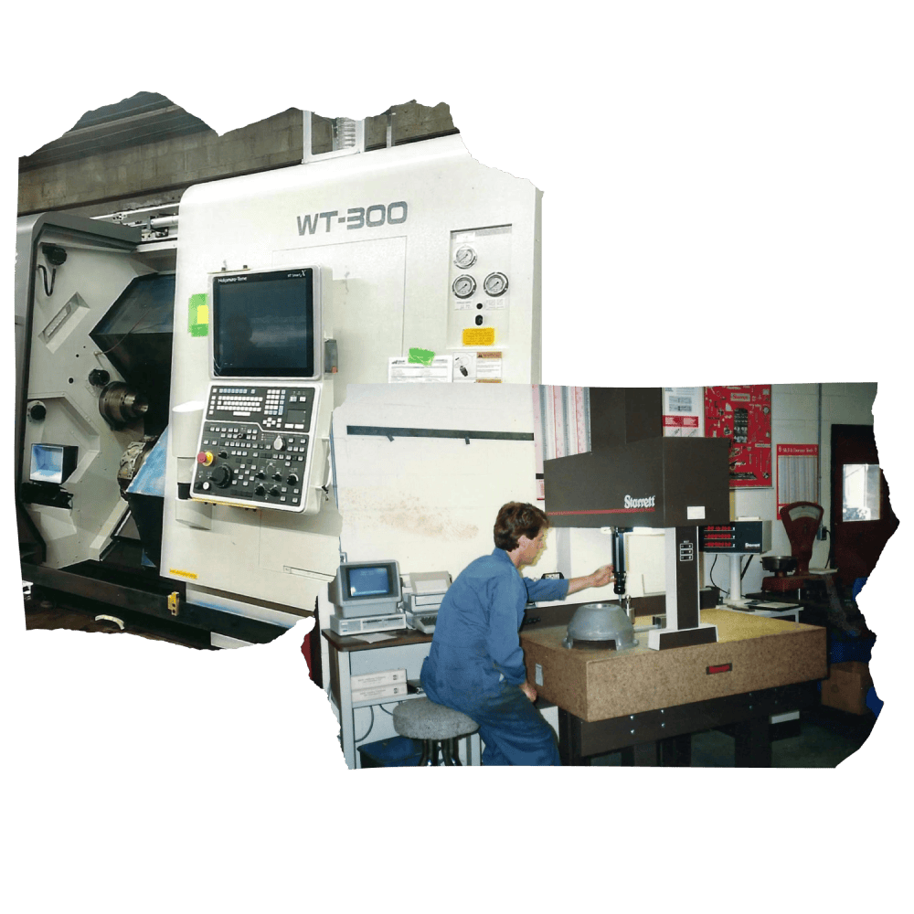 WT300 machine and worker doing quality control. 